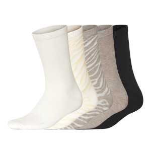 esmara 5 Paar sokken (Print/beige/wit/zwart, 35-38)