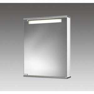 Go by Van Marcke Cento LS Spiegelkast - 50x65x14cm - MDF wit - lamp T5 8W - spiegeldeur kristalglas - satijnen lichtvenster - verstelbare glazen - legplanken - 1 stopcontact 114311020-0140
