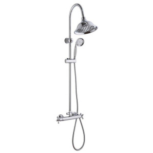Go by Van Marcke Retro douchesysteem rond regendouche handdouche thermostatische kraan chroom look SH2520-6