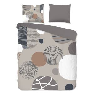 Dekbedovertrek Katoen - Hendrik - Lits-Jumeaux (240x220 Cm) - Meerkleurig & Grijs Katoen - Stippen & Abstract - Good Morning - Dekbed-Discounter.nl