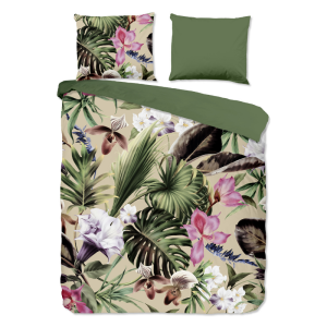 Dekbedovertrek Katoen - Irze - Tweepersoons (200x200 Cm) - Groen & Meerkleurig Katoen - Bloemen - Good Morning - Dekbed-Discounter.nl