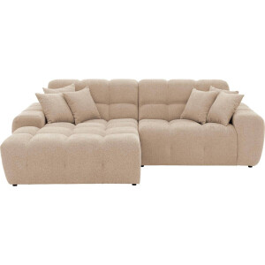 Goossens Excellent Bank Kubus - 30 X 30 Cm Stiksel wit, stof, 1,5-zits, modern design met chaise longue links