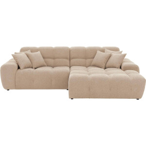 Goossens Excellent Bank Kubus - 40 X 40 Cm Stiksel wit, stof, 1,5-zits, modern design met chaise longue rechts