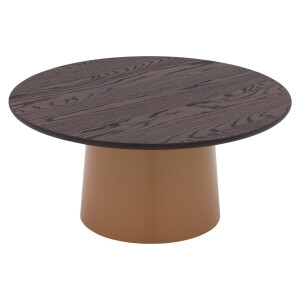 Goossens Excellent Salontafel Uniek rond, hout eiken bruin, elegant chic, 80 x 37 x 80 cm