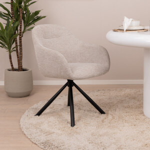 WOOOD Eetkamerstoel 'Grant-Jaki' Chenille, kleur Zand