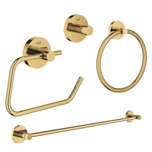 GROHE Essentials accessoireset 4-delig met handdoekring, handdoekhouder, handdoekhaak en toiletrolhouder zonder klep cool sunrise sw98948/sw98980/sw99004/sw99028/