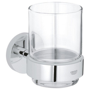 GROHE Essentials Bekerhouder - 10.6x9.9cm - met glas - chroom 40447001