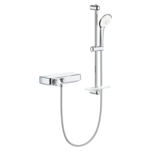 GROHE Grohtherm Smartcontrol Doucheset - thermostatische douchekraan - met glijstangset - 60cm - ronde handdouche - 3 straalsoorten - gladde doucheslang - met zeepschaal - chroom 34720000