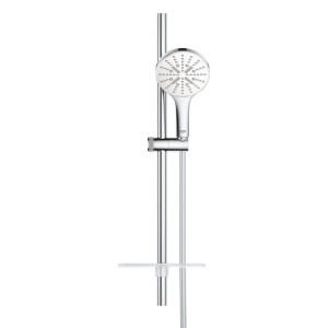 GROHE Rainshower SmartActive 130 Glijstangset - 60cm - ronde handdouche - 3 straalsoorten - gladde doucheslang - met zeepschaal - chroom/moon white 26577ls0