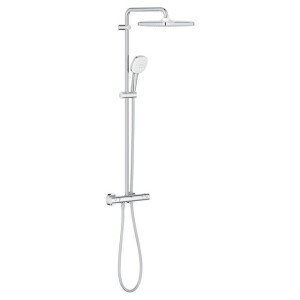 GROHE Tempesta 250 Cube Regendoucheset - hoofddouche 25cm - vierkante handdouche - 2 straalsoorten - met thermostaatkraan - chroom 26689001
