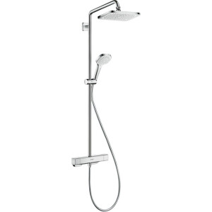 Hansgrohe Croma E280 showerpipe: met douchekraan thermostatisch m. 1jet hoofddouche EcoSmart m. 3jet handdouche multi en doucheslang 200cm chroom 27660000