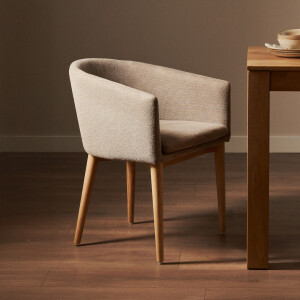 Kave Home Eetkamerstoel 'Harlan' Chenille, kleur Bruin