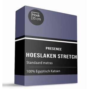 Hoeslaken - Egyptisch Katoen Jersey Stretch - Navy - 180x200cm - Blauw - Presence - Dekbed-Discounter.nl