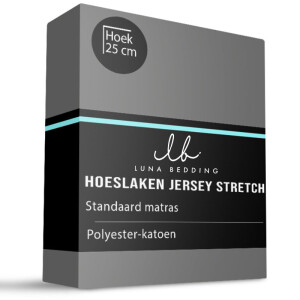 Hoeslaken - Jersey Stretch - Antraciet - 80x200cm - Antraciet - Luna Bedding - Dekbed-Discounter.nl