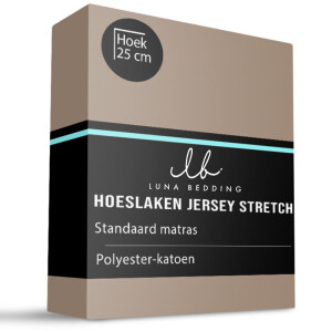 Hoeslaken - Jersey Stretch - Taupe - 80x200cm - Taupe - Luna Bedding - Dekbed-Discounter.nl
