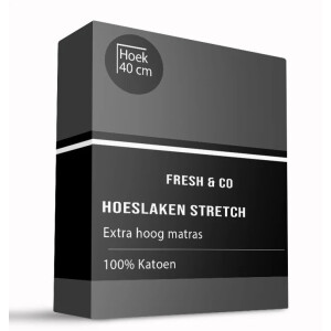 Hoeslaken - Katoen Jersey Stretch - Extra Hoog - Donker Grijs - 160x200cm - Grijs - Signature - Dekbed-Discounter.nl
