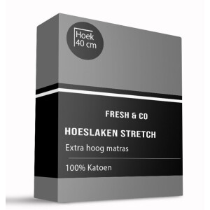 Hoeslaken - Katoen Jersey Stretch - Extra Hoog - Zilver Grijs - 90x200cm - Grijs - Signature - Dekbed-Discounter.nl
