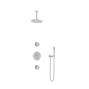 Hotbath Buddy IBS1 Regendoucheset - 2 stopkranen - 15cm plafondarm - 20cm ronde hoofddouche - staafhanddouche - chroom IBS1CR2