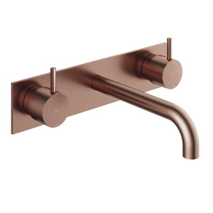 Hotbath Cobber afbouwdeel wastafelmengkraan met achterplaat en 18 cm uitloop geborsteld koper PVD CB006TEXT18BCP