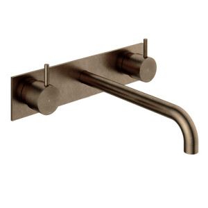 Hotbath Cobber afbouwdeel wastafelmengkraan met achterplaat en 25 cm uitloop verouderd messing CB006TEXT25AB