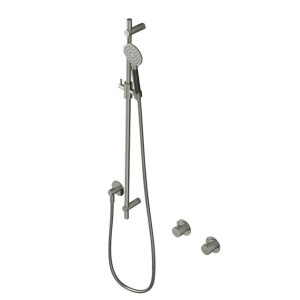 Hotbath Cobber glijstang 90cm met wandaansluitbocht 150cm doucheslang en ronde handdouche nikkel geborsteld M308GN