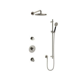 Hotbath Cobber IBS20 Regendoucheset inbouw - 35cm wandarm - 20cm ronde hoofddouche - 3 standen handdouche - glijstang - nikkel geborsteld IBS20GN17