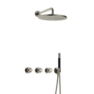 Hotbath Cobber IBSW70 Regendoucheset inbouw - 38.5cm wandarm - 30cm ronde hoofddouche - staafhanddouche - Geborsteld nikkel IBSW70GN5
