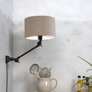 its about RoMi Wandlamp 'Amsterdam' Met stoffen kap, 65cm, kleur Donkerbeige