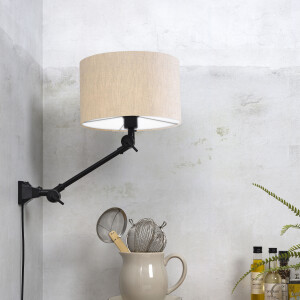 its about RoMi Wandlamp 'Amsterdam' Met stoffen kap, 65cm, kleur Beige