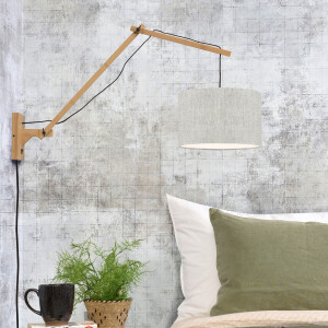 GOOD&MOJO Wandlamp 'Andes' Large, Bamboe en Eco linnen, kleur Beige/Naturel