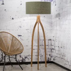 Good&Mojo Vloerlamp 'Annapurna' Bamboe en Eco linnen, kleur Groen