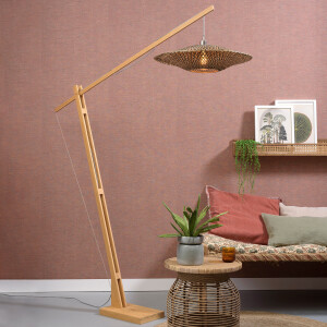 GOOD&MOJO Vloerlamp 'Bali' Bamboe, 207cm, kleur Zwart/Naturel