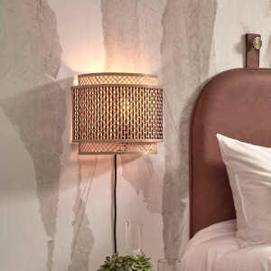 GOOD&MOJO Wandlamp 'Bhutan' Bamboe, 27 x 32cm, kleur Naturel/Zwart