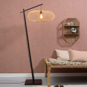 GOOD&MOJO Vloerlamp 'Cango' Bamboe, 176cm, kleur Naturel/Zwart