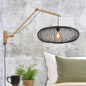 GOOD&MOJO Wandlamp 'Cango' Large, Bamboe, kleur Naturel/Zwart