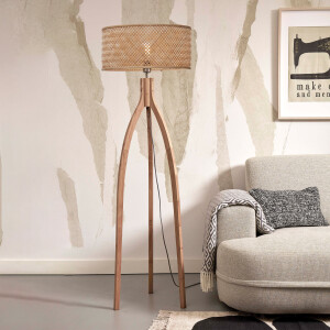 GOOD&MOJO Vloerlamp 'Java' 3-poot, Bamboe, kleur Naturel