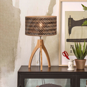 GOOD&MOJO Tafellamp 'Java' 3-poot, Bamboe, kleur Naturel/Zwart