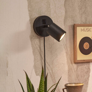 GOOD&MOJO Wandlamp 'Java' Spot, Bamboe, kleur Zwart