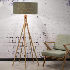 Good&Mojo Vloerlamp 'Kilimanjaro' Bamboe en Eco linnen, kleur Groen