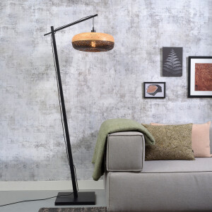 GOOD&MOJO Vloerlamp 'Palawan' Bamboe, 176cm, kleur Zwart