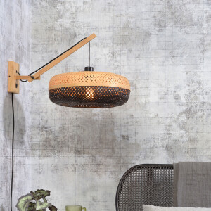 GOOD&MOJO Wandlamp 'Palawan' Small, Bamboe, kleur Naturel/Zwart