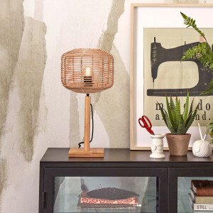 GOOD&MOJO Tafellamp 'Tanami' bamboe en rotan, 40cm, kleur Naturel