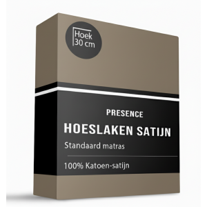 Hoeslaken Katoen Satijn Uni - Taupe - 140x200cm - Taupe - Presence - Dekbed-Discounter.nl