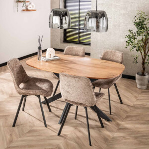 LifestyleFurn Eettafel 'Imre' Deens ovaal, Acaciahout, 150 x 90cm