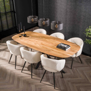 LifestyleFurn Eettafel 'Imre' Deens ovaal, Acaciahout, 215 x 105cm