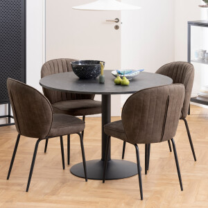 Bendt Ronde Eettafel 'Ivana' Marmerprint, Ø110cm, kleur Zwart