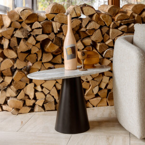 Dutchbone Ovale Bijzettafel 'Jared' Marmer, 70 x 35cm