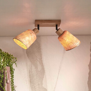 GOOD&MOJO Plafondlamp 'Java' 2-lamps, Bamboe, kleur Naturel