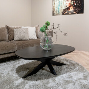 Livingfurn Salontafel 'Jesper' Mangohout, 120 x 75cm, kleur Zwart