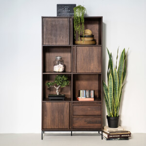 Eleonora Opbergkast 'Jimmy' Mangohout en Metaal, 180 x 90cm, kleur Bruin